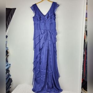 Adrianna Papell Dress Purple Evening Waterfall Size 10